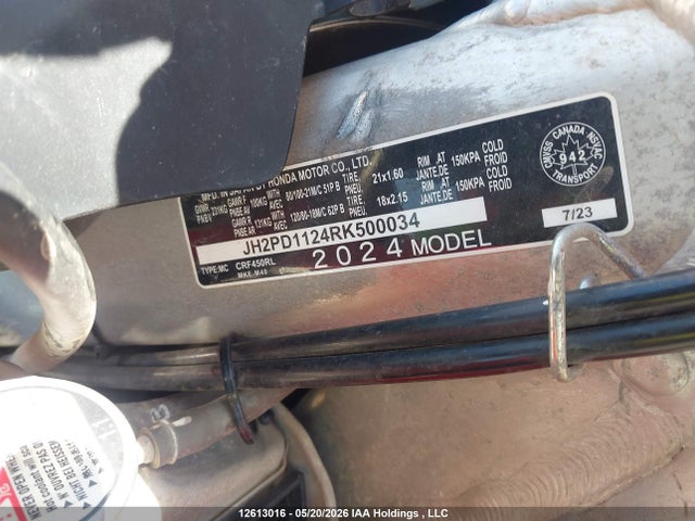 Honda Crf450 Rl 2024 JH2PD1124RK500034 Image 10