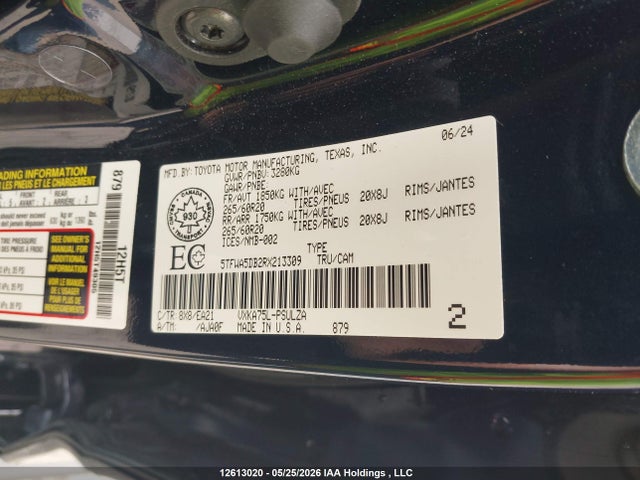 Продаж на аукціоні авто 2024 Toyota Tundra Crewmax Limited/crewmax Platinum/crewmax 1794, vin: 5TFWA5DB2RX213309, номер лоту: 12613020