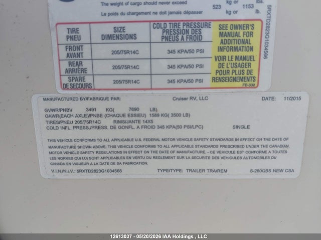 5RXTD2823G1034566 Cruiser Cruiser