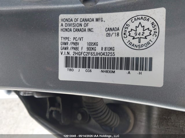 Aukcja sprzedaży 2018 Honda Civic Lx, vin: 2HGFC2F65JH043255, numer aukcji: 12613045