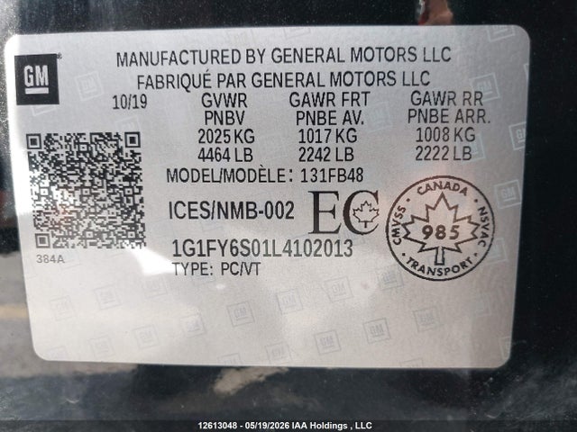 1G1FY6S01L4102013 Chevrolet BOLT EV LT