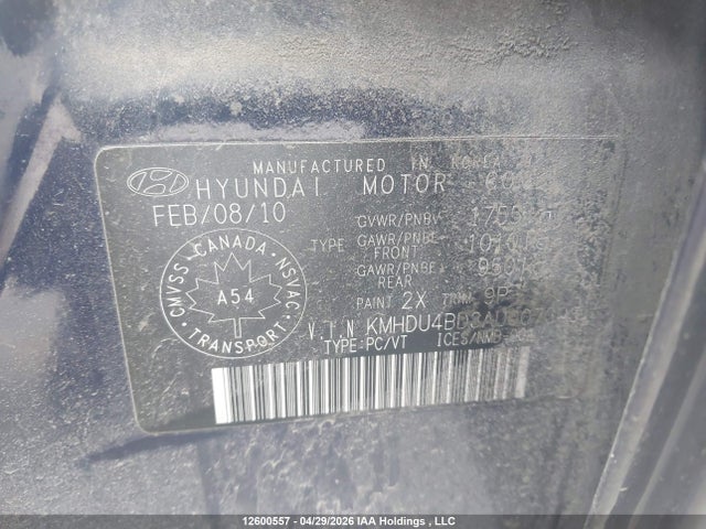 2010 Hyundai Elantra Gl მანქანა იყიდება აუქციონზე, vin: KMHDU4BD3AU007303, აუქციონის ნომერი: 12600557