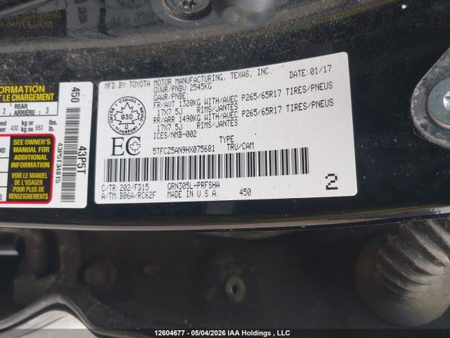 5TFCZ5AN9HX075681 Toyota Tacoma Sr5/trd Off Road/trd Sport