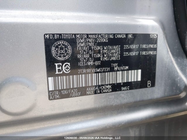 Продаж на аукціоні авто 2025 Toyota Rav4 Xle, vin: 2T3R1RFVXSW637231, номер лоту: 12606030