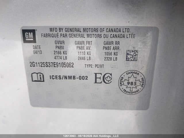 Auction sale of the 2014 Chevrolet Impala 2lt, vin: 2G1125S37E9105062, lot number: 12613063