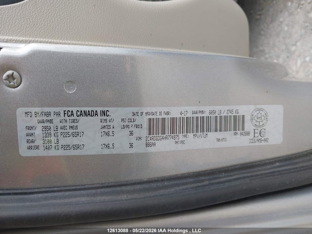 Aukcja sprzedaży 2017 Dodge Grand Caravan Crew, vin: 2C4RDGDG4HR774975, numer aukcji: 12613088