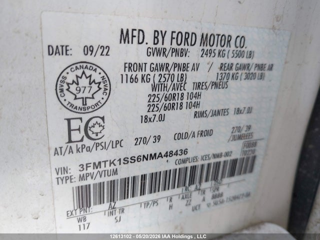 Ford Mustang Mach-e Select 2022 3FMTK1SS6NMA48436 Image 9