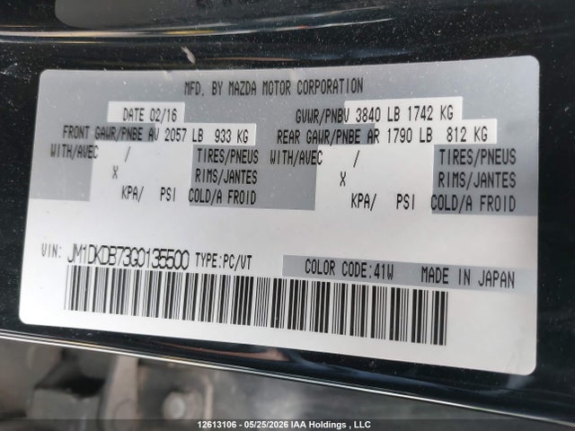 Aukcja sprzedaży 2016 Mazda Cx-3, vin: JM1DKDB73G0135500, numer aukcji: 12613106