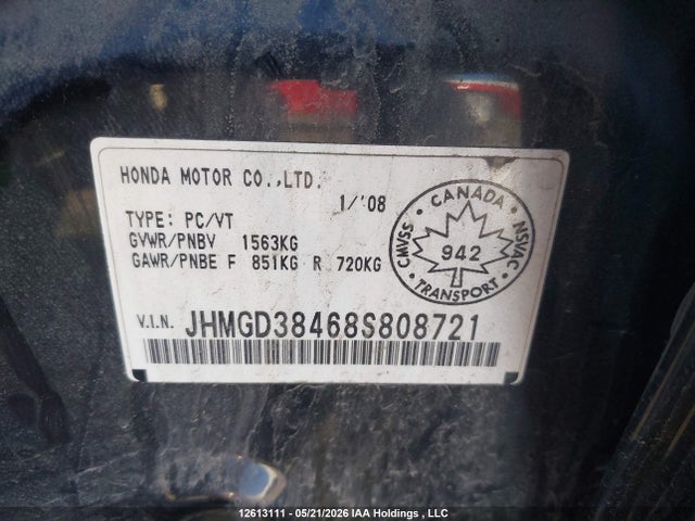 Продаж на аукціоні авто 2008 Honda Fit, vin: JHMGD38468S808721, номер лоту: 12613111