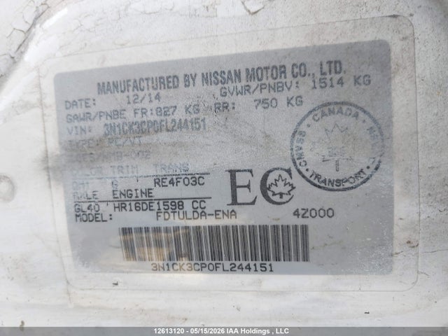 Aukcja sprzedaży 2015 Nissan Micra S/sr/sv, vin: 3N1CK3CP0FL244151, numer aukcji: 12613120