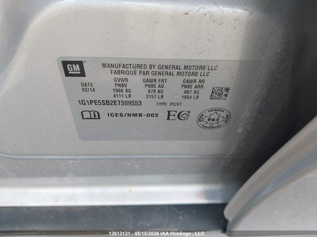 Продажа на аукционе авто 2014 Chevrolet Cruze 2lt, vin: 1G1PE5SB2E7309553, номер лота: 12613131