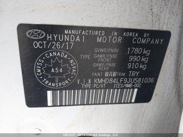 Продаж на аукціоні авто 2018 Hyundai Elantra Sel/value/limited, vin: KMHD84LF9JU581036, номер лоту: 12613137