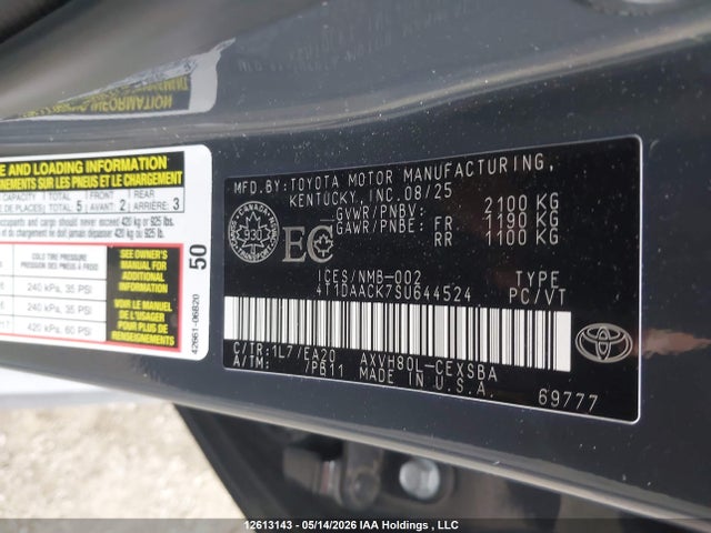Aukcja sprzedaży 2025 Toyota Camry Xse/xle/le/se, vin: 4T1DAACK7SU644524, numer aukcji: 12613143