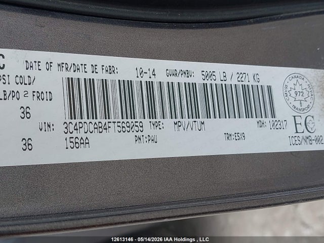 Dodge JOURNEY SE 2015 3C4PDCAB4FT569059 Image 9