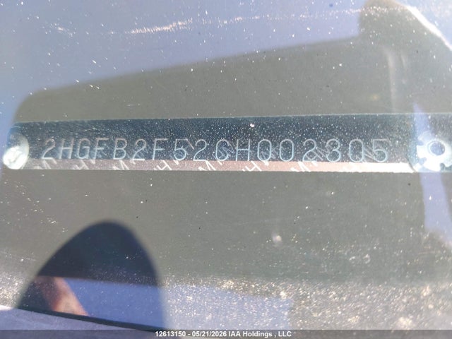 2012 Honda Civic Ex 4dr მანქანა იყიდება აუქციონზე, vin: 2HGFB2F52CH002305, აუქციონის ნომერი: 12613150