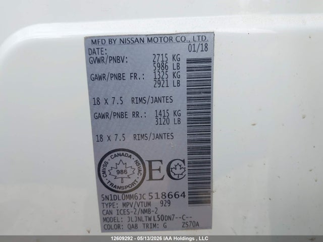 5N1DL0MM6JC518664 Infiniti QX60