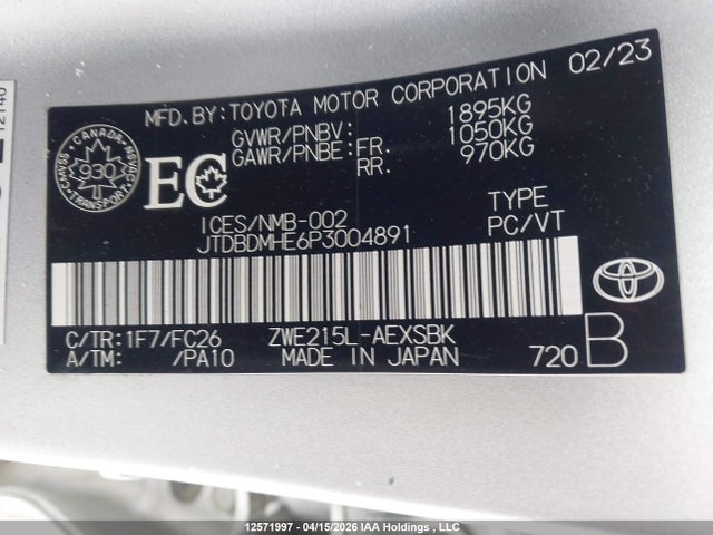 JTDBDMHE6P3004891 Toyota Corolla Hybrid Se