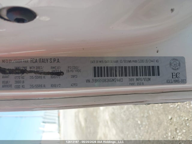 Aukcja sprzedaży 2019 Ram Promaster City Tradesman Slt, vin: ZFBHRFDB3K6M24413, numer aukcji: 12613197