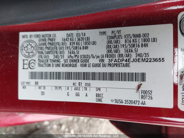 Ford FIESTA SE 2014 3FADP4EJ0EM223655 Image 9