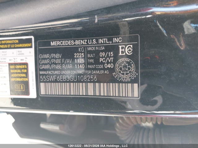 2016 Mercedes-benz C 450 Amg 4matic მანქანა იყიდება აუქციონზე, vin: 55SWF6EB3GU108256, აუქციონის ნომერი: 12613222
