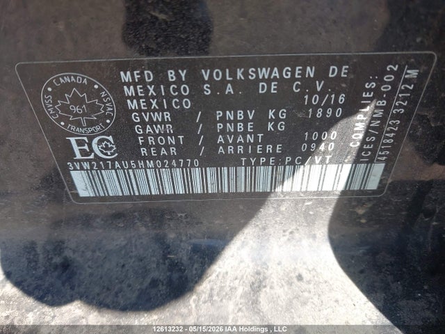 3VW217AU5HM024770 Volkswagen Golf S/wolfsburg/se/sel