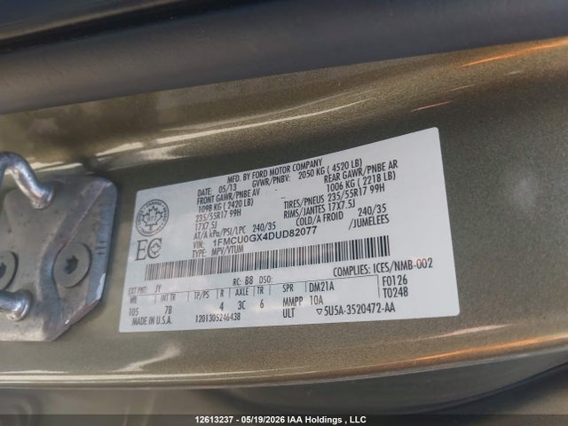 Aukcja sprzedaży 2013 Ford Escape Se, vin: 1FMCU0GX4DUD82077, numer aukcji: 12613237