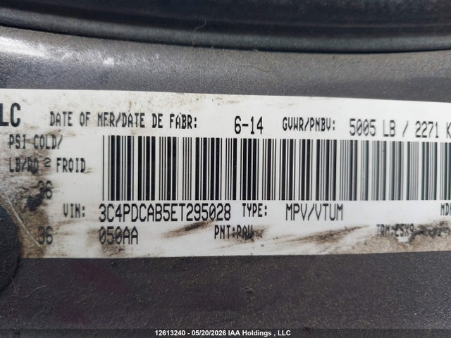 12613240 :رقم المزاد ، 3C4PDCAB5ET295028 vin ، 2014 Dodge Journey مزاد بيع