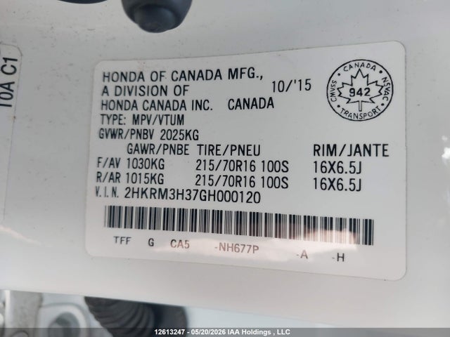 2HKRM3H37GH000120 Honda CR-V