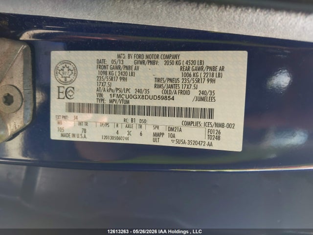 Aukcja sprzedaży 2013 Ford Escape Se, vin: 1FMCU0GX8DUD59854, numer aukcji: 12613263
