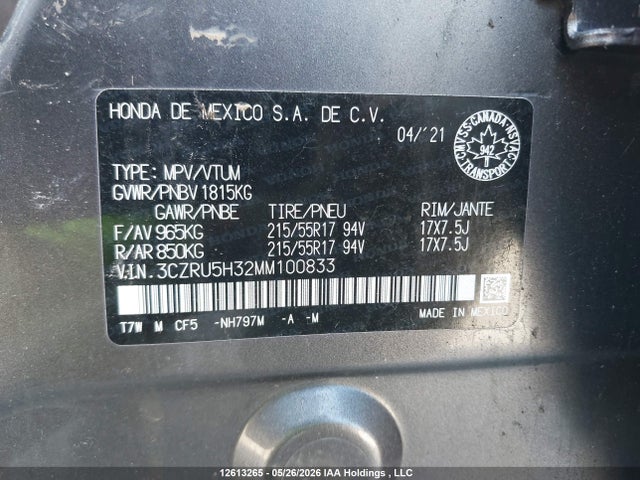 Honda HR-V LX 2021 3CZRU5H32MM100833 Image 9