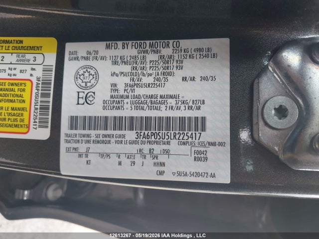 3FA6P0SU5LR225417 Ford Fusion