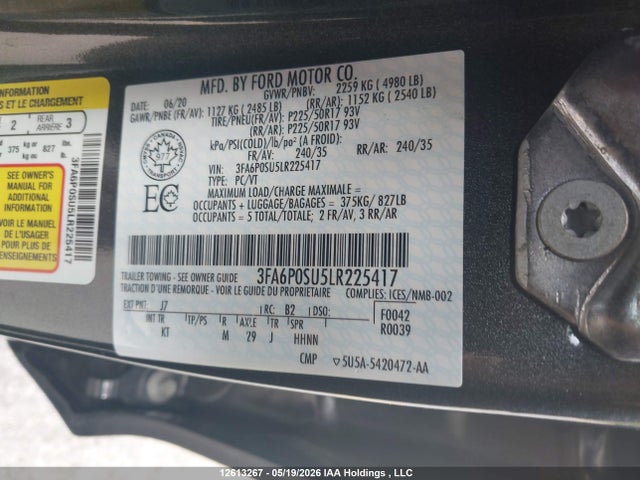 3FA6P0SU5LR225417 Ford Fusion
