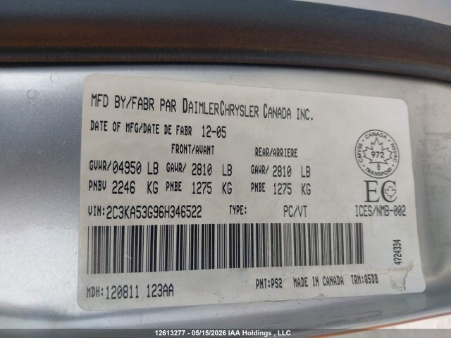 Продаж на аукціоні авто 2006 Chrysler 300 Touring, vin: 2C3KA53G96H346522, номер лоту: 12613277