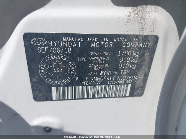 KMHD84LF7KU769491 Hyundai Elantra Sel/value/limited