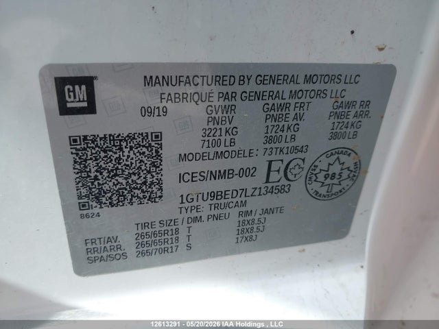 1GTU9BED7LZ134583 GMC Sierra K1500 Sle
