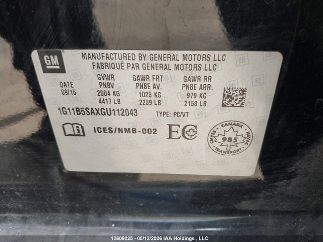 1G11B5SAXGU112043 Chevrolet Malibu Limited Ls