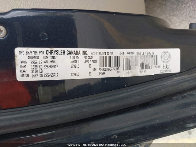 12613317 :رقم المزاد ، 2C4RDGDGXDR741148 vin ، 2013 Dodge Grand Caravan مزاد بيع