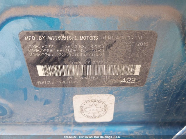 ML32A4HJ4EH012013 Mitsubishi Mirage