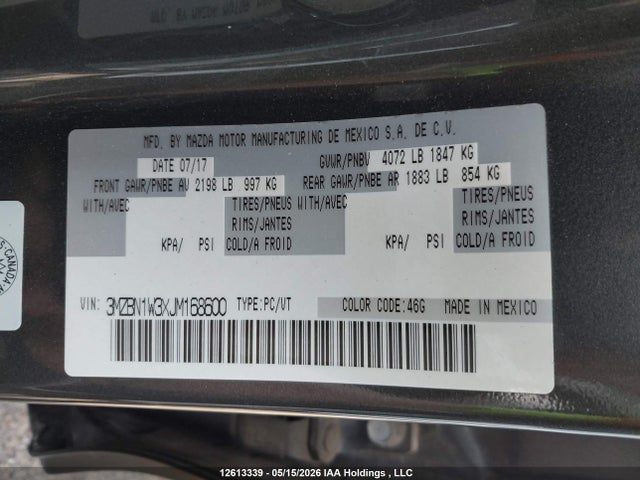 3MZBN1W3XJM168600 Mazda 3 Grand Touring