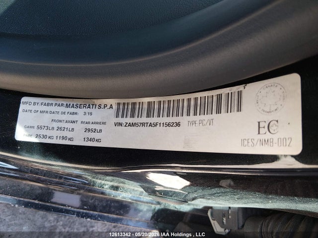 Aukcja sprzedaży 2015 Maserati Ghibli S/q4, vin: ZAM57RTA5F1156236, numer aukcji: 12613342