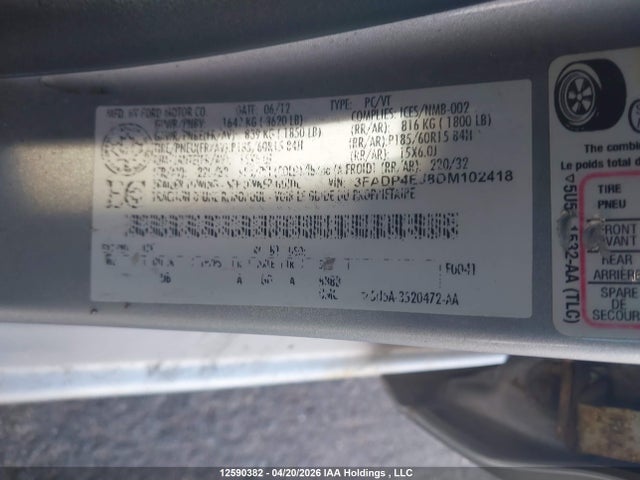 Продажа на аукционе авто 2013 Ford Fiesta Se, vin: 3FADP4EJ8DM102418, номер лота: 12590382