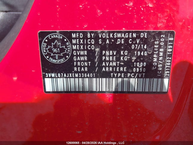 3VWL07AJXEM336401 Volkswagen Jetta 1.8 Tsi Highline