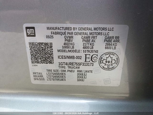 Aukcja sprzedaży 2025 Gmc Sierra K2500 Denali, vin: 1GT4URE75SF313173, numer aukcji: 12613382