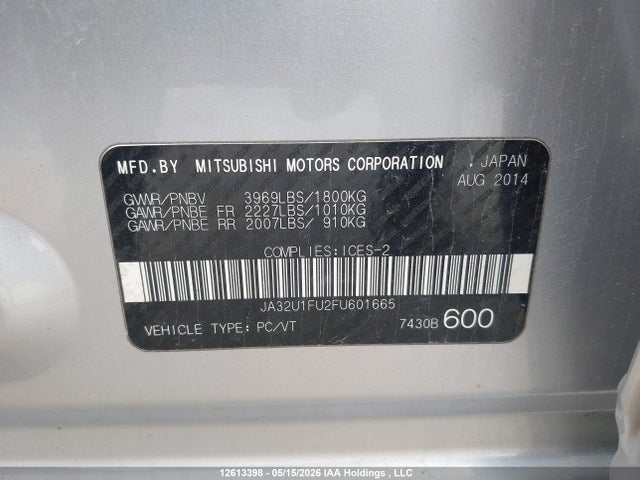 Продажа на аукционе авто 2015 Mitsubishi Lancer De, vin: JA32U1FU2FU601665, номер лота: 12613398
