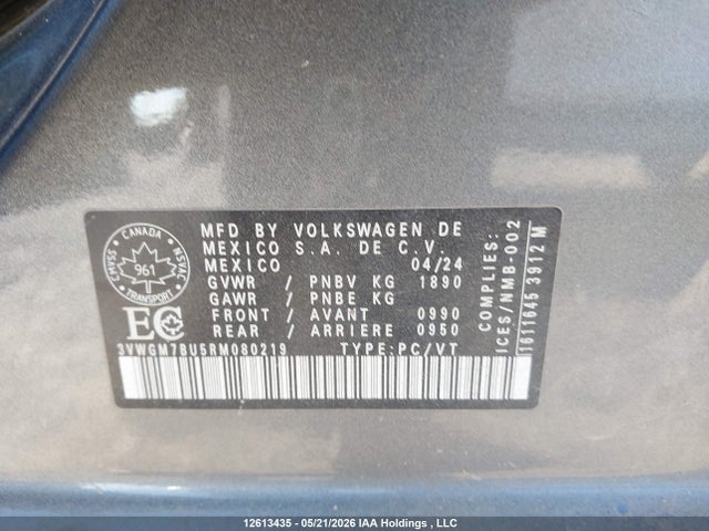 Aukcja sprzedaży 2024 Volkswagen Jetta Highline, vin: 3VWGM7BU5RM080219, numer aukcji: 12613435