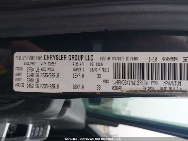 Продажа на аукционе авто 2010 Jeep Liberty Limited Edition, vin: 1J4PN5GK1AW137980, номер лота: 12613467