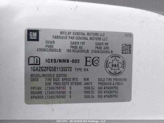 1GAZGZFG5E1139272 Chevrolet Express G3500 Ls