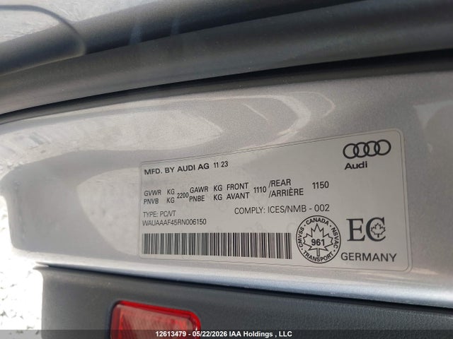 2024 Audi A4 მანქანა იყიდება აუქციონზე, vin: WAUAAAF45RN006150, აუქციონის ნომერი: 12613479