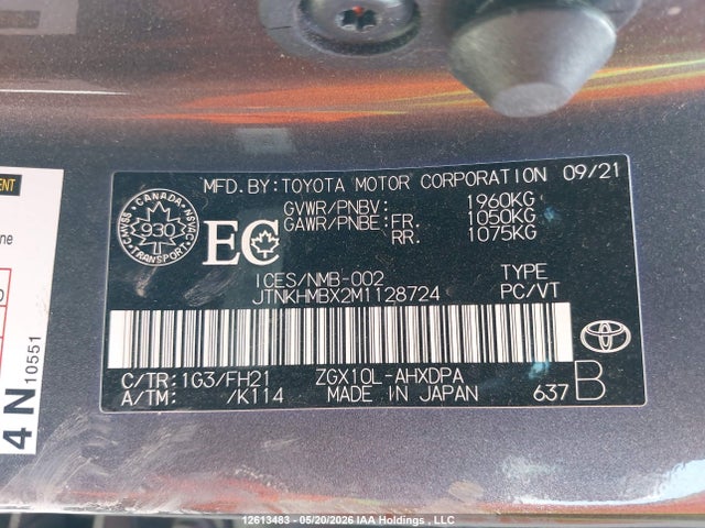 Продаж на аукціоні авто 2021 Toyota C-hr Le, vin: JTNKHMBX2M1128724, номер лоту: 12613483