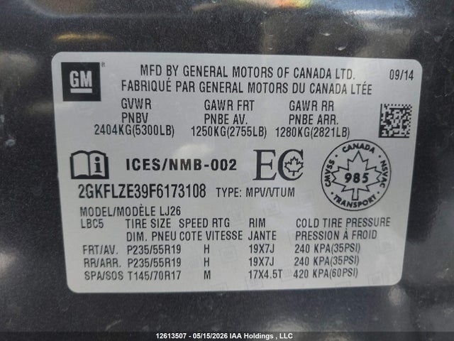 2GKFLZE39F6173108 GMC Terrain Denali